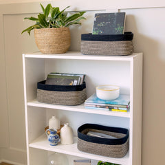 NaturalCozy cotton rope material emphasizes sturdy storage in any room.