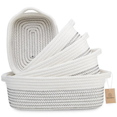 NaturalCozy rectangle basket flat-shipping view shows sturdy set ready to use