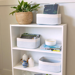 NaturalCozy rectangle-bin hidden handles blending with decor for neat storage.