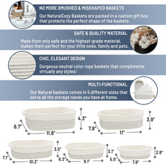 NaturalCozy largest rectangle basket displayed for Montessori-ready toy or fruit storage