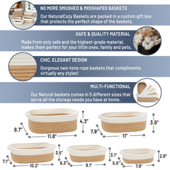 NaturalCozy largest rectangle basket displayed on a shelf for Montessori displays.