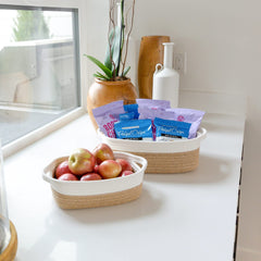 NaturalCozy second-largest rectangle basket used for countertop fruit or towels.