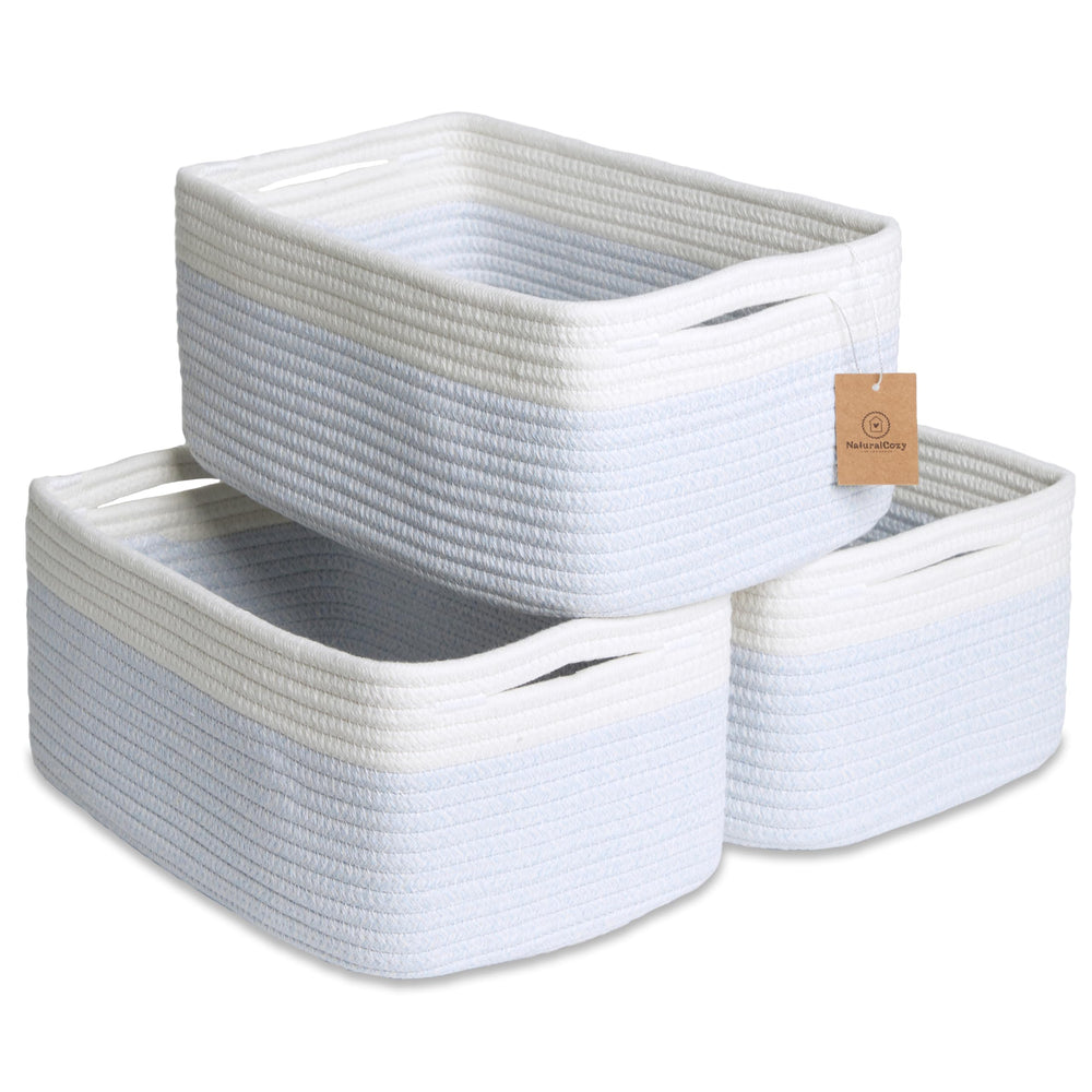 NaturalCozy rectangle storage basket folded for easy setup and toy organization.