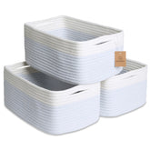NaturalCozy rectangle storage basket folded for easy setup and toy organization.