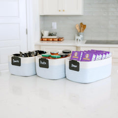 NaturalCozy reinforced handles support heavy loads on shelf.