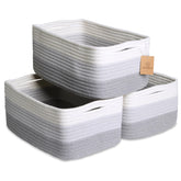 NaturalCozy rectangle storage basket shows firm structure for neat shelves