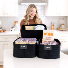 NaturalCozy basket on a shelf offers extra storage space.