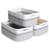 NaturalCozy rope storage basket on shelf showing firm structure for tidy organizing