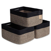 NaturalCozy storage baskets on shelf in a 3-pack for organized toy storage.