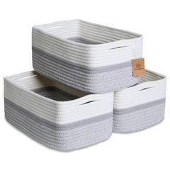NaturalCozy storage baskets for shelves in a 3-pack tidy nursery toys and books