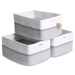 NaturalCozy storage baskets display a stable rectangle shape for organized shelves.