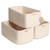 NaturalCozy storage baskets on a shelf for neat organization