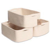 NaturalCozy storage baskets on a shelf displaying rectangular shape for extra space