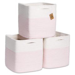 NaturalCozy storage cubes 11-inch foldable rope basket for neat shelves
