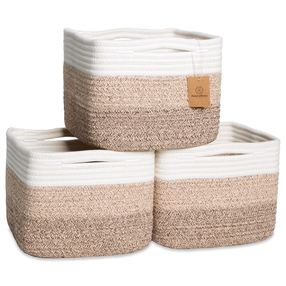 NaturalCozy storage cubes texture close-up highlights durable cotton rope weave for lasting use.