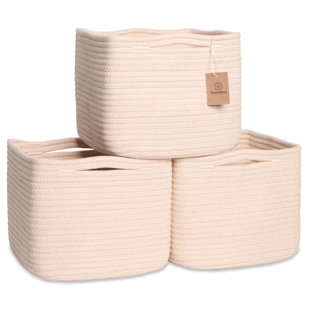 NaturalCozy storage cubes show folding method for a firm 9x9x7 basket