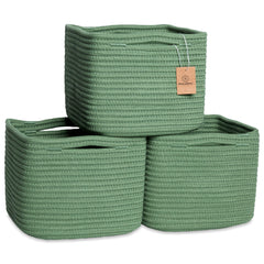 NaturalCozy storage cubes front view on a shelf showing compact 9x9x7 design for neat storage