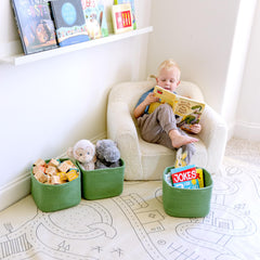 NaturalCozy storage cubes with hidden double-stitched handles for easy lifting and clean look