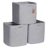 NaturalCozy storage cubes folded rope basket demonstrating crease-free organization on a shelf.