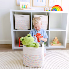 NaturalCozy Storage Cubes reinforced stitching for sturdy load.