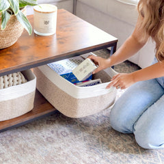 NaturalCozy toy storage basket keeps kids' play areas tidy