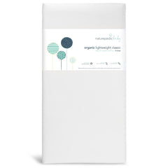 Naturepedic organic baby crib mattress front view for safe crib sleep