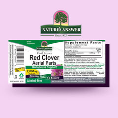 Nature's Answer red clover extract bottle label close-up showing ingredients