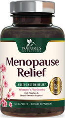 Nature's Nutrition menopause bottle front highlights the complete herbal blend for daily comfort.