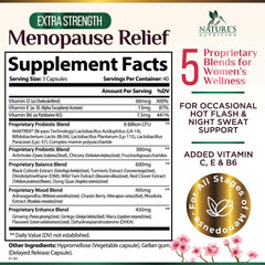 Nature's Nutrition menopause capsules closeup highlights soft capsules with vitamin D3 support.