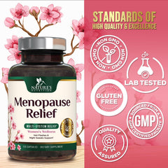 Nature's Nutrition menopause label detail features Black Cohosh and Dong Quai.