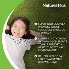 Nature's Plus Ape KidGreenz tablets with green superfoods in vibrant packaging.