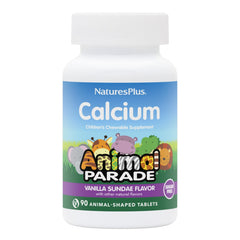 NaturesPlus Animal Parade calcium chewables bottle with kid-friendly shape for daily bone support.
