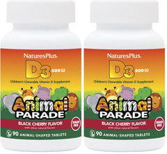 NaturesPlus Animal Parade D3 bottle front view, easy daily intake for kids