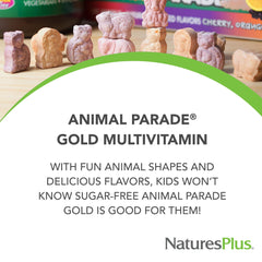 NaturesPlus Animal Parade Gold orange-flavor chewables offer a tangy, kid-friendly option
