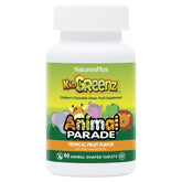 NaturesPlus Animal Parade KidGreenz tropical chewables in bottle for kid-friendly daily nutrition.