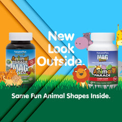 NaturesPlus MagKidz label highlights magnesium content for bone and muscle support