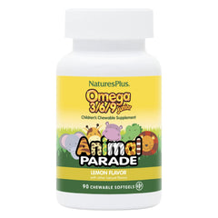 NaturesPlus Animal Parade Omega 3/6/9 Junior lemon softgels support kids' immune health.