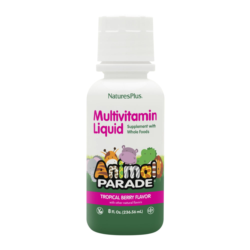 NaturesPlus Animal Parade tropical berry bottle for kids' daily multivitamin routine