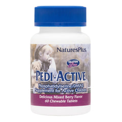 NaturesPlus Pedi-Active LECI-PS bottle with mixed berry chewables for focus support.