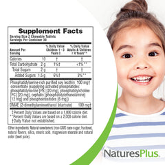 Close-up of Pedi-Active tablets highlighting LECI-PS and DMAE ingredients.