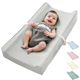 Navari vegan leather waterproof changing pad on a dresser in gray for quick cleanup