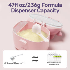 NCVI Baby Formula Dispenser close-up horn, soft-TPE design for safe transport.