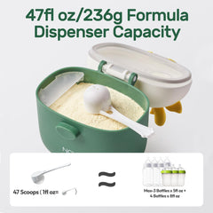 NCVI formula dispenser shows waterproof seal to keep powder dry during travel.