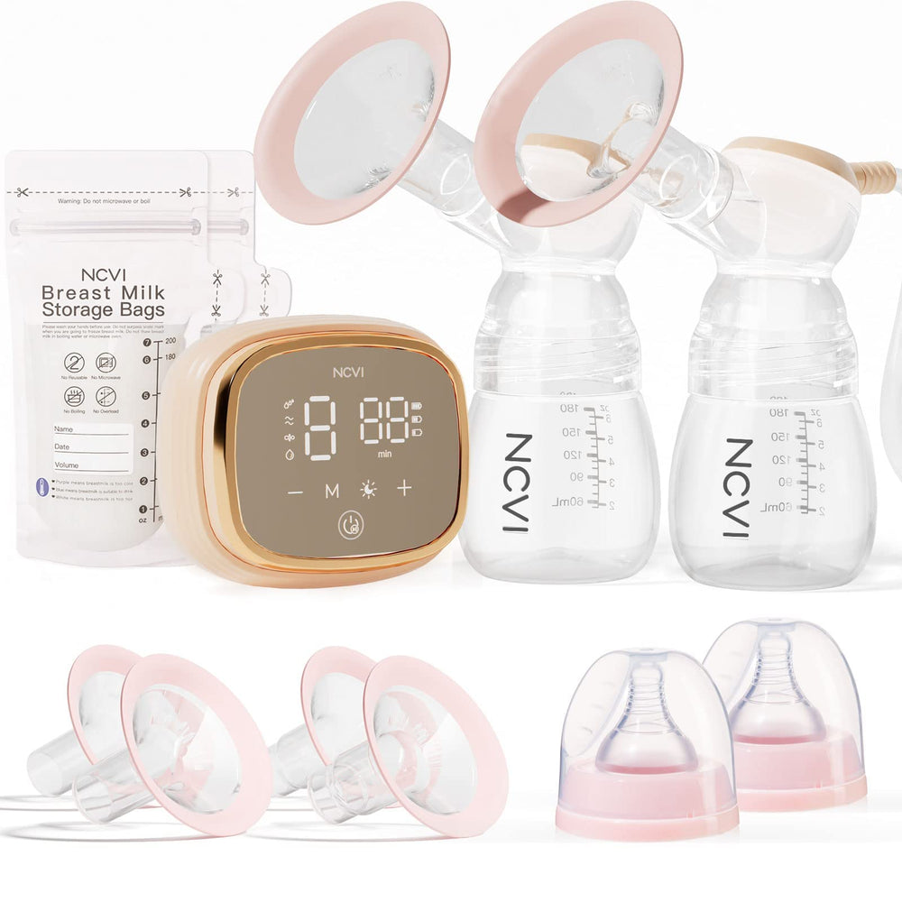 NCVI double electric breast pump battery powers extended pumping sessions on the go.