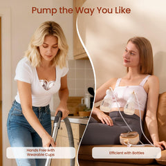 NCVI wearable cups in use offering hands-free pumping during work or multitasking.