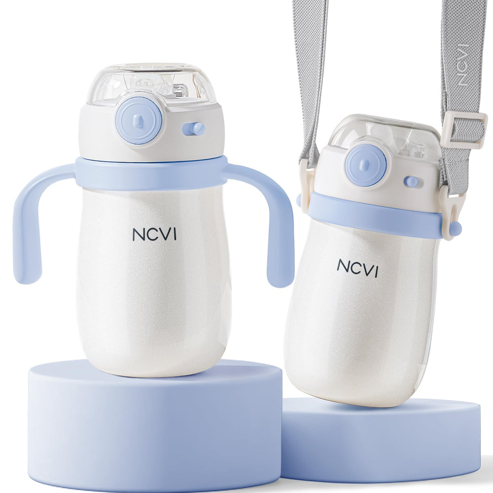 NCVI Kids stainless steel straw cup blue 10oz, durable for travel and play