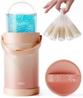 NCVI portable breast milk chiller bottle with wide-mouth opening for easy bag storage.