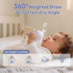 NCVI PPSU milk straw sippy cup blue lid keeps drinks secure and spill-free