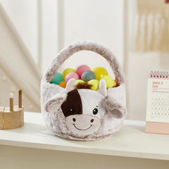 Neaonau plush Highland cow basket used as charming party decor