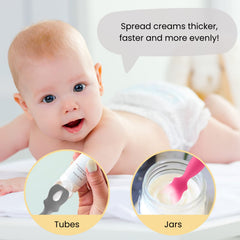 Nearbyme diaper cream brush blue handle aids smooth application.